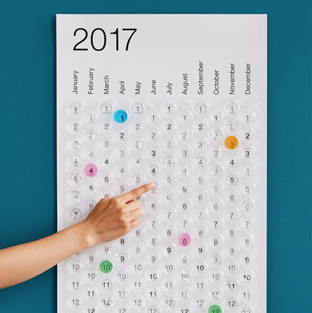Bubble Wrap Calendar: What kid doesn't love popping bubbles?! $27. 